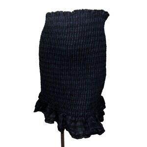 Nasty Gal Collection Smocked Bodycon Skirt Navy Black Striped Ruffle Mini Sz 16